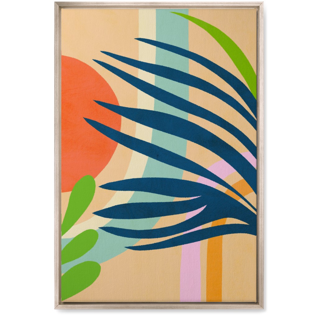 Palm, Sun and Rainbow Tropical Botanicals - Multi Wall Art, Metallic, Single piece, Canvas, 20x30, Multicolor