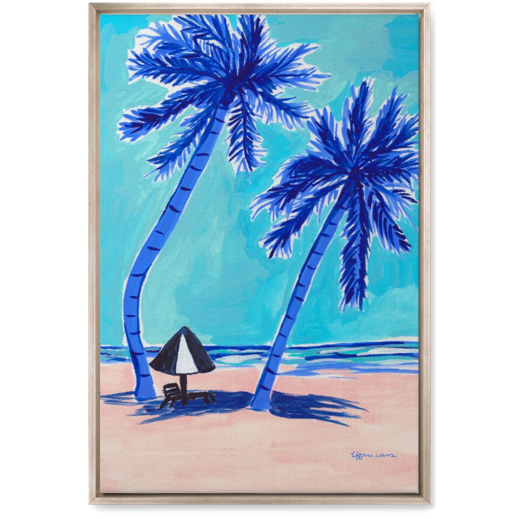 Beach Side - Blue and Beige Wall Art, Metallic, Single piece, Canvas, 20x30, Blue