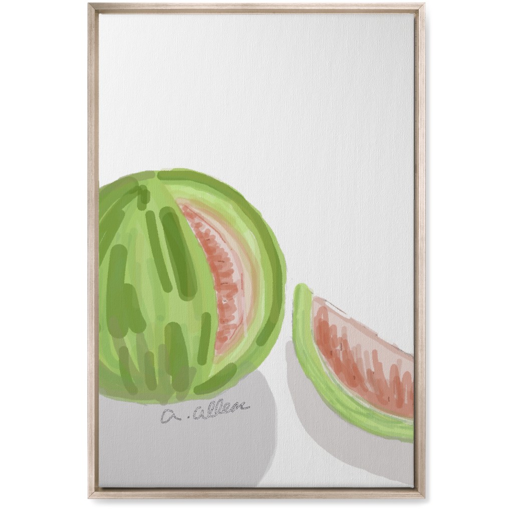 Watermelon - Green and Pink Wall Art, Metallic, Single piece, Canvas, 20x30, Multicolor