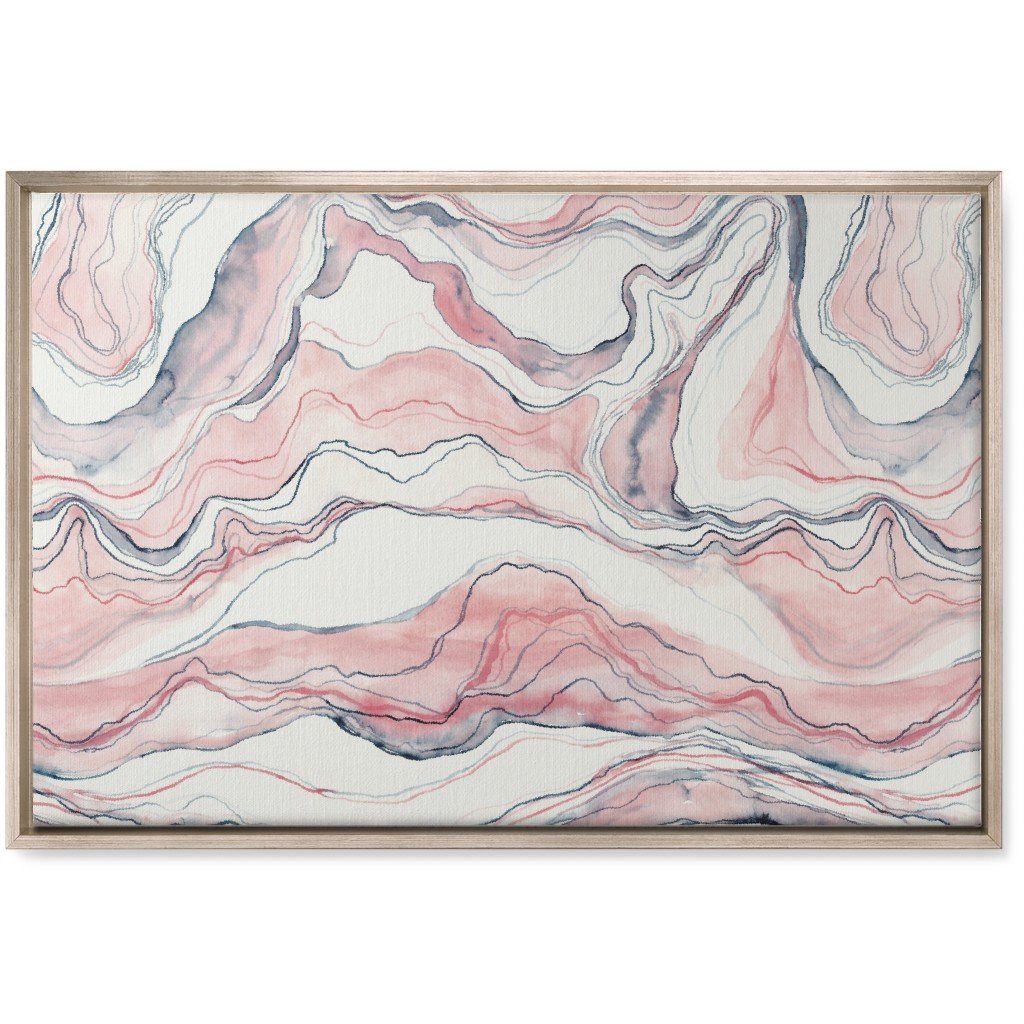Watercolor Marble Wall Art, Metallic, Single piece, Canvas, 20x30, Pink