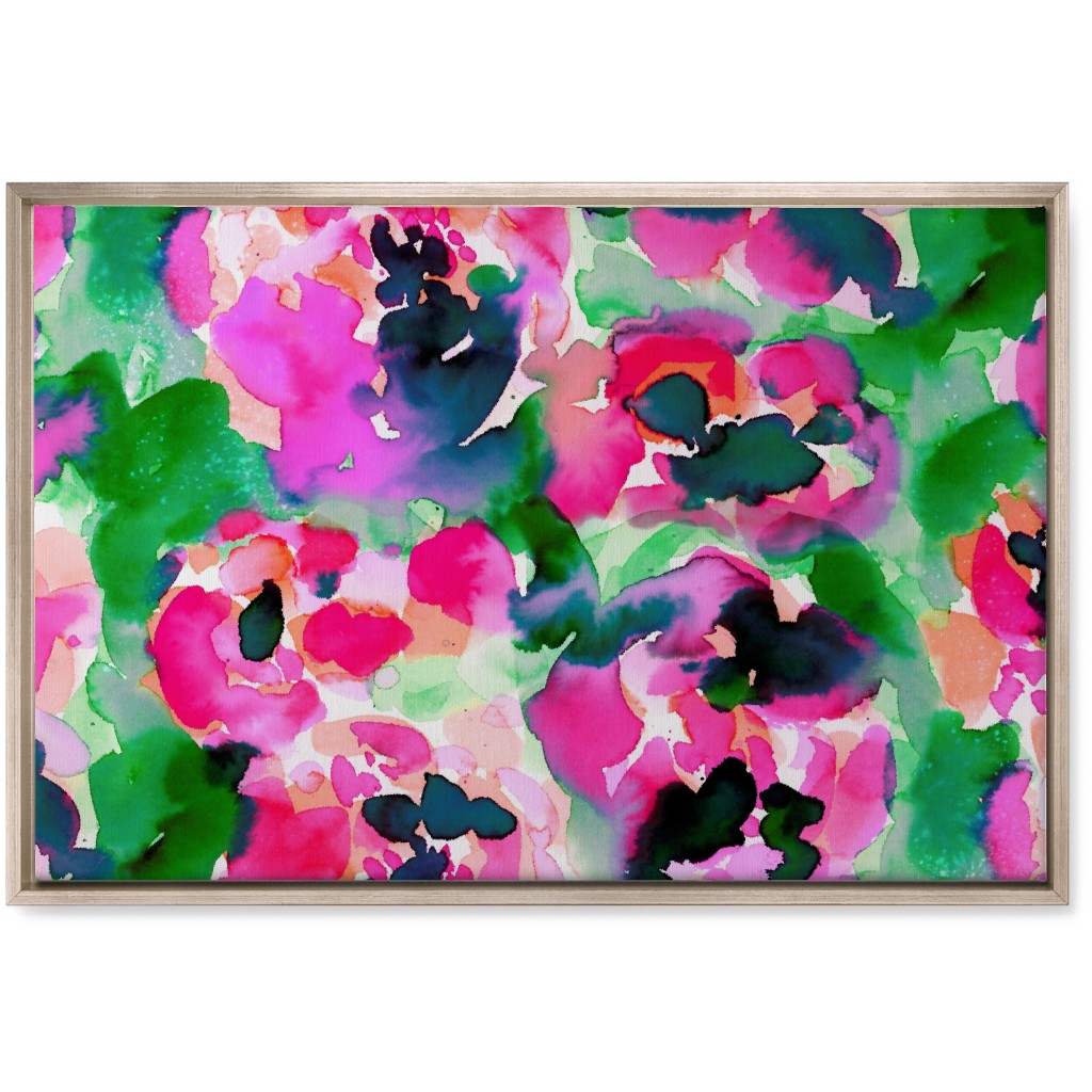 Abstract Flora Watercolor - Multi Wall Art, Metallic, Single piece, Canvas, 20x30, Multicolor