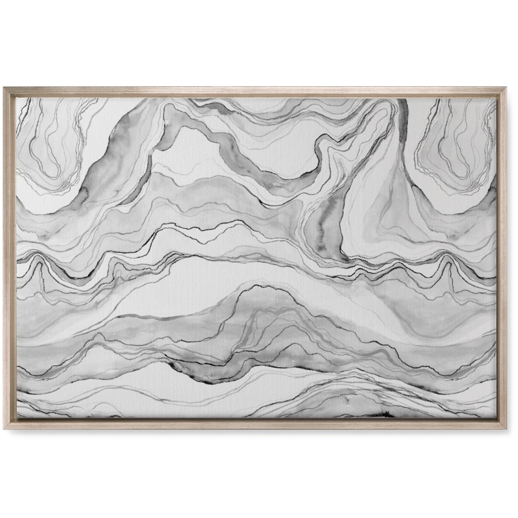 Watercolor Marble Wall Art, Metallic, Single piece, Canvas, 20x30, Gray