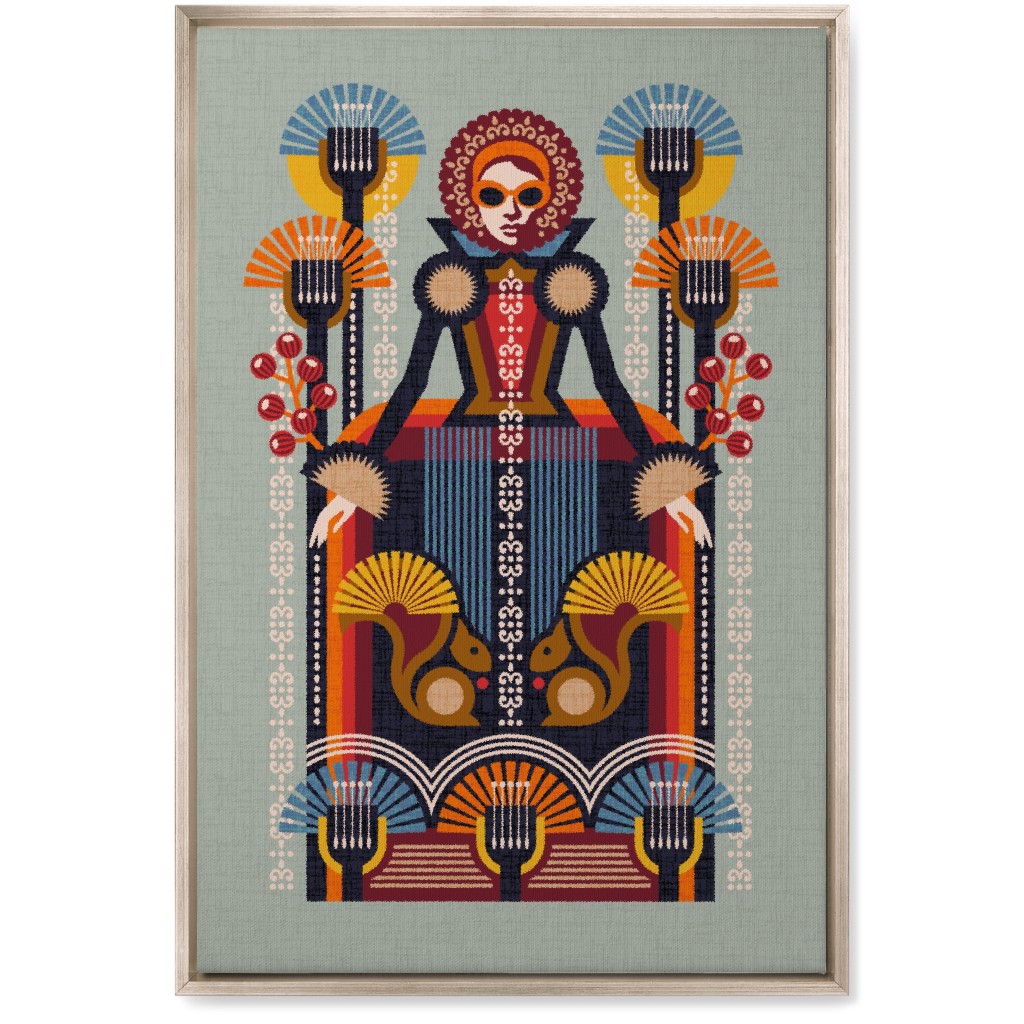 Folk Art Lady - Multi Wall Art, Metallic, Single piece, Canvas, 20x30, Multicolor