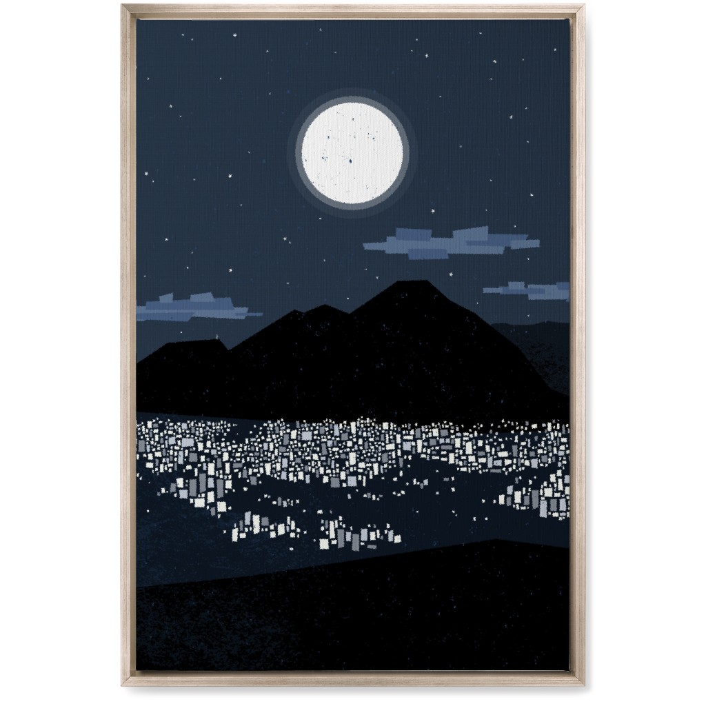 Caracas At Night - Navy Wall Art, Metallic, Single piece, Canvas, 20x30, Blue