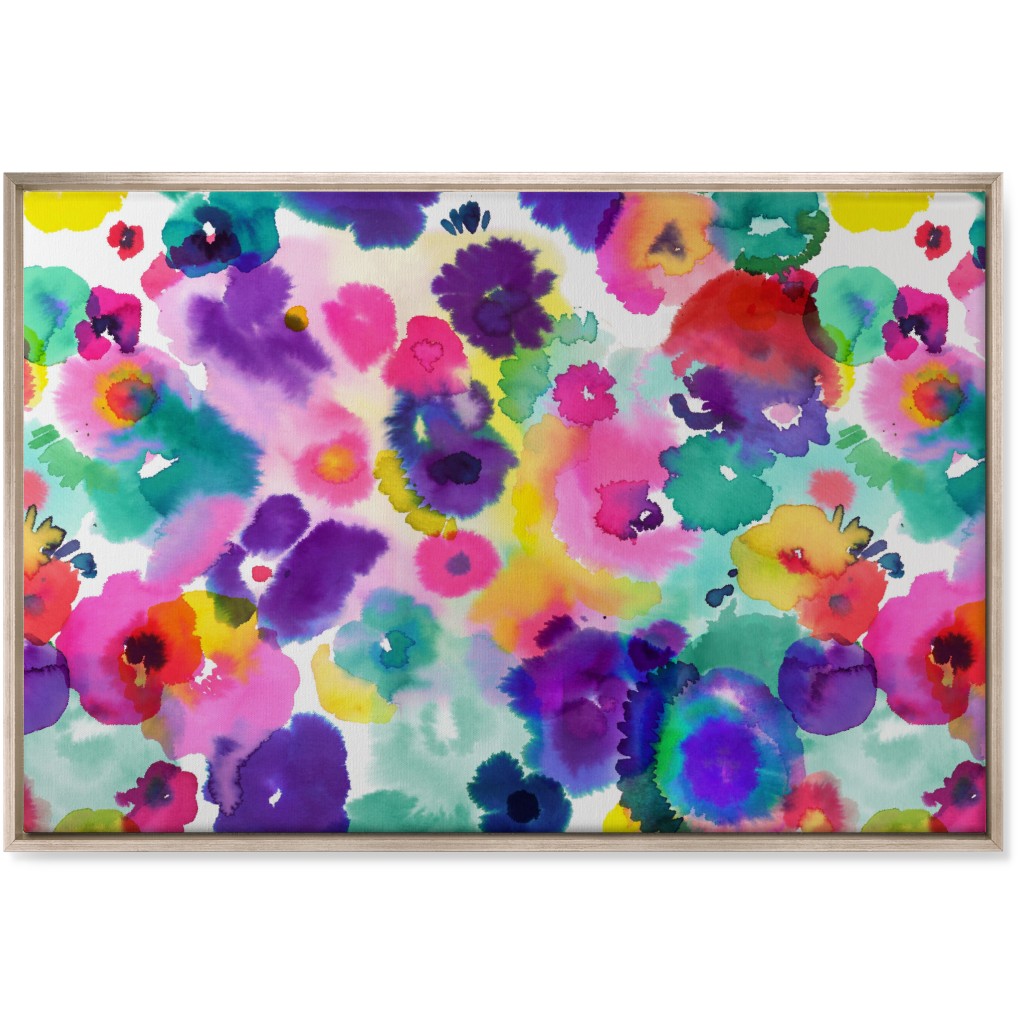 Abstract Floral Watercolor - Multi Wall Art, Metallic, Single piece, Canvas, 24x36, Multicolor