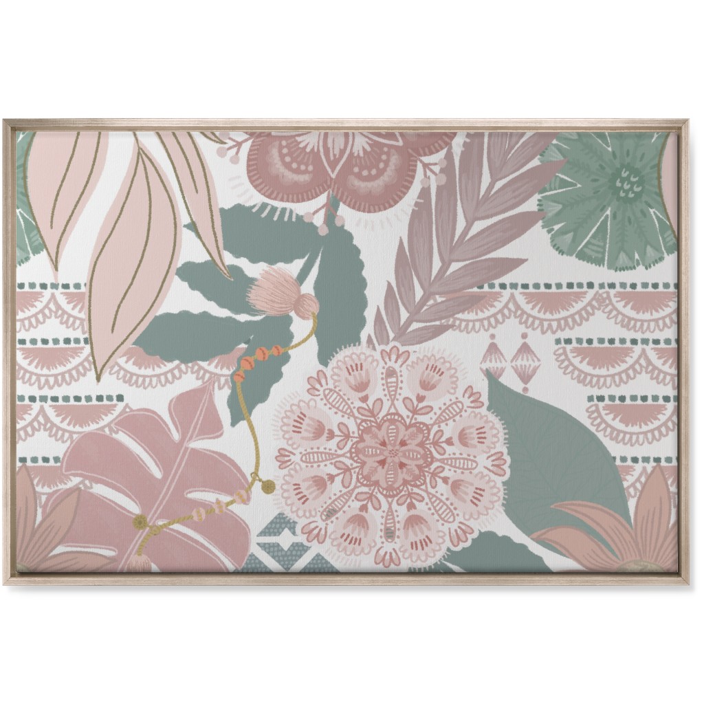 Boho Tropical Wall Art, Metallic, Single piece, Canvas, 24x36, Multicolor