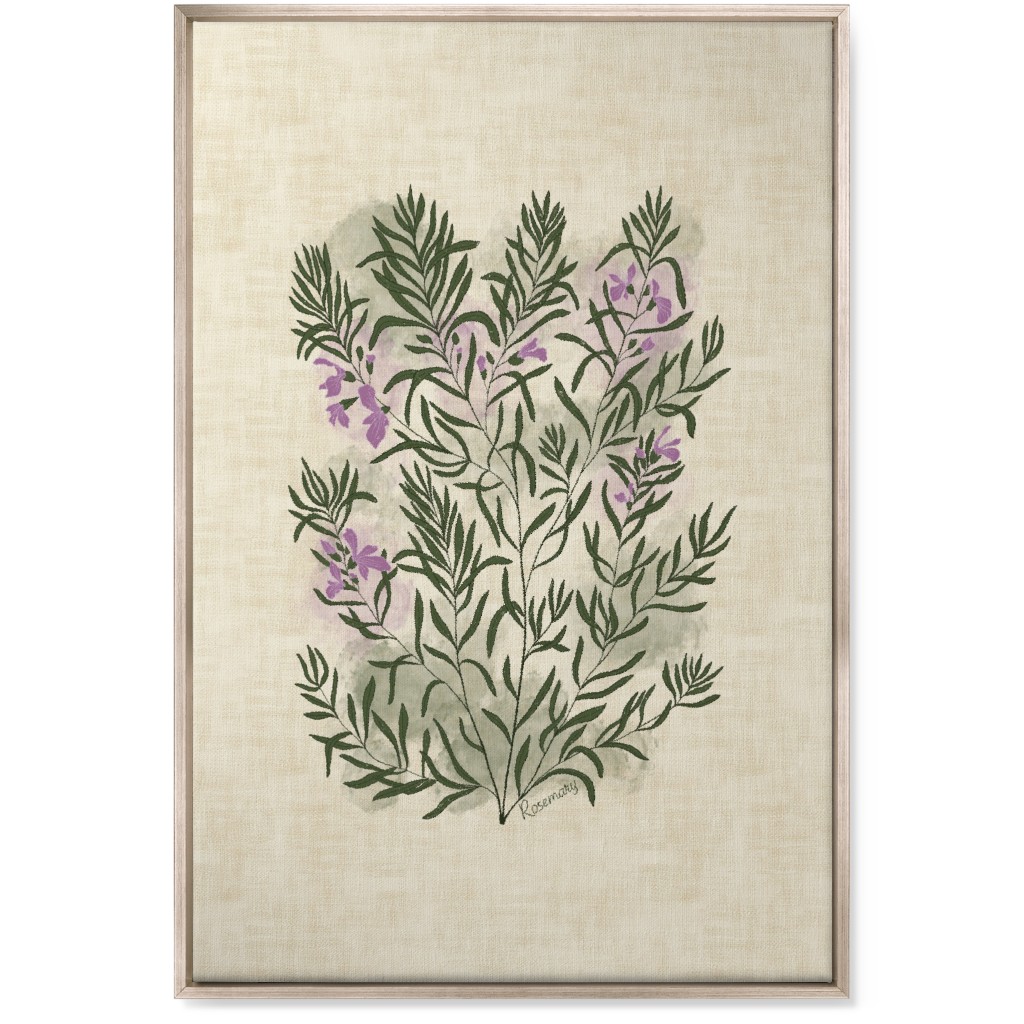 Rosemary - Botanical Illustration Wall Art, Metallic, Single piece, Canvas, 24x36, Beige