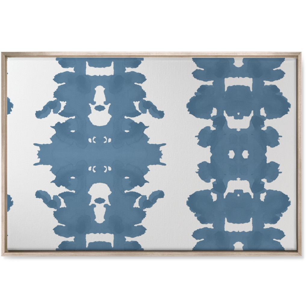 Double Inkblot - Blue Wall Art, Metallic, Single piece, Canvas, 24x36, Blue