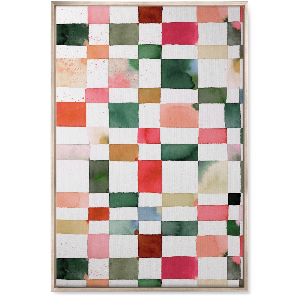 Watercolor Checker - Multi Wall Art, Metallic, Single piece, Canvas, 24x36, Multicolor