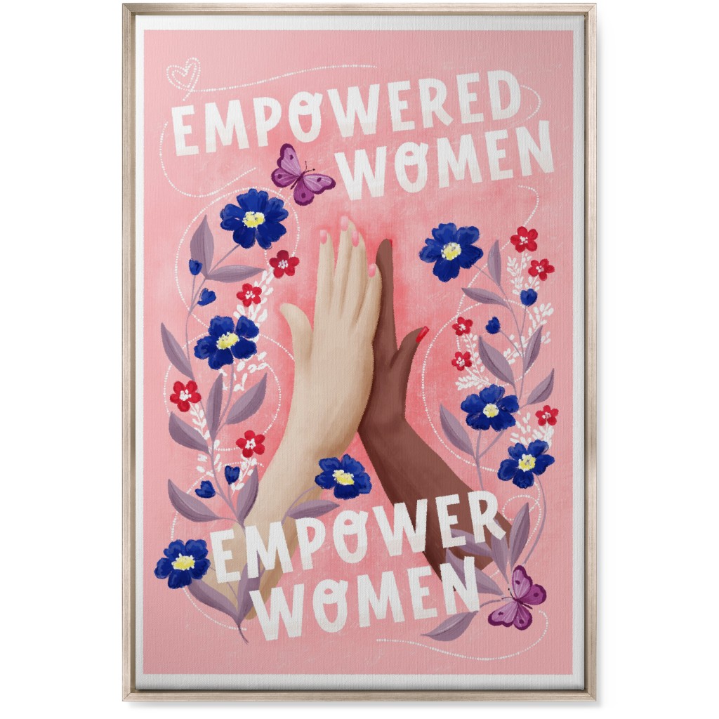 Empowered Women Empower Women - Pink Wall Art, Metallic, Single piece, Canvas, 24x36, Pink, Bright Pink