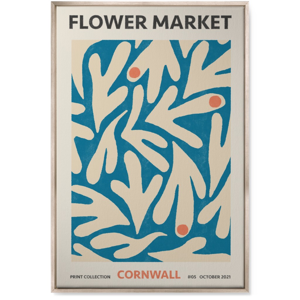 Flower Market - Blue Wall Art, Metallic, Single piece, Canvas, 24x36, Blue, True Blue