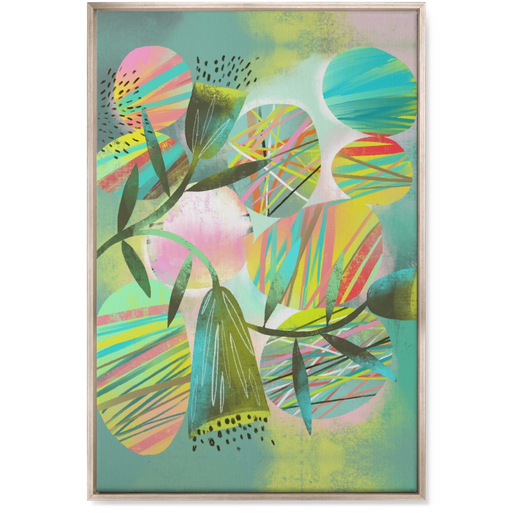 Botanical Abstract Playground - Multi Wall Art, Metallic, Single piece, Canvas, 24x36, Green