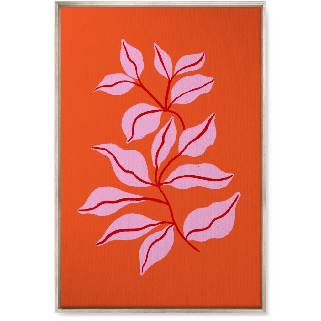 Leaf Dance - Red and Pink Wall Art, Metallic, Single piece, Canvas, 24x36, Red