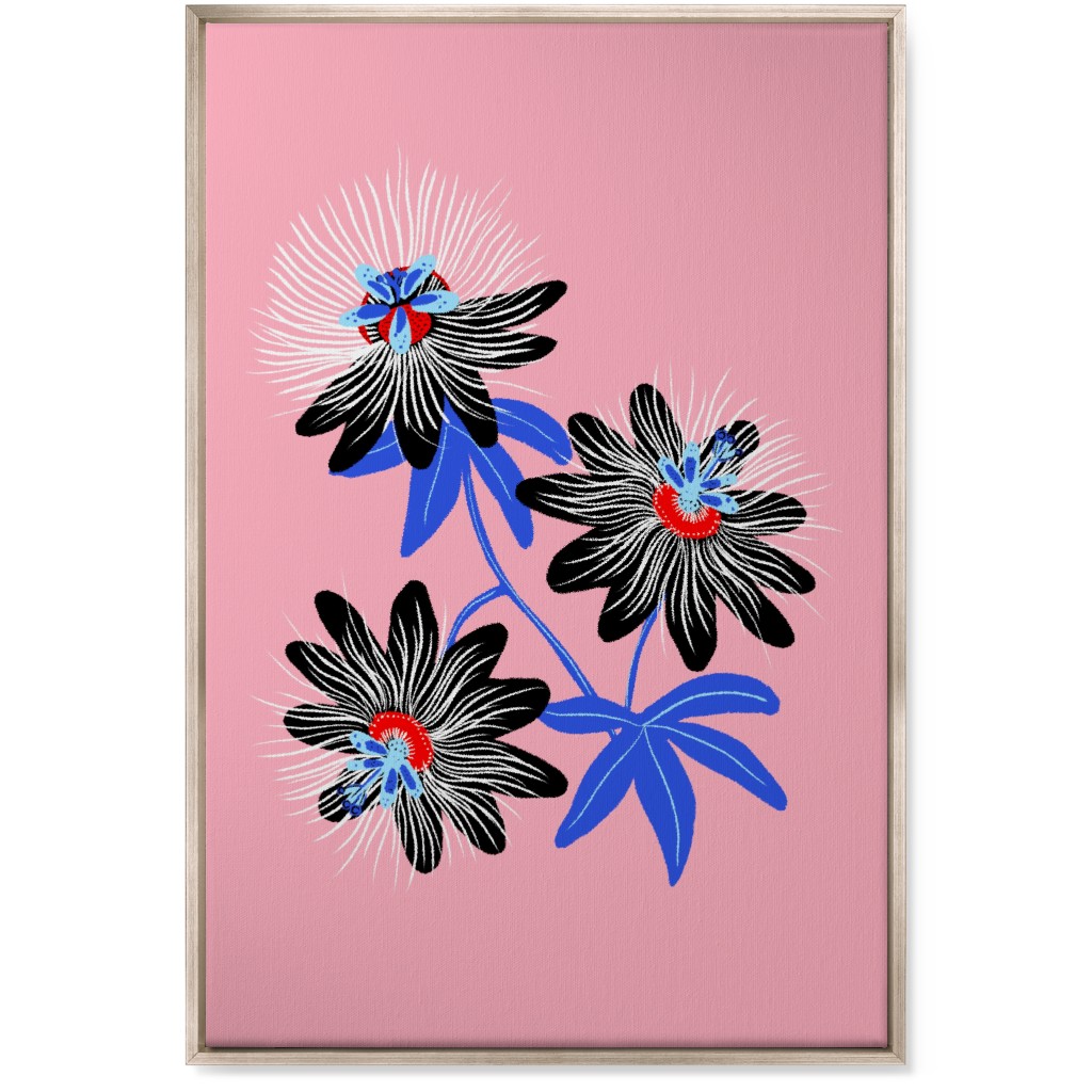 Passion Flower - Multi on Pink Wall Art, Metallic, Single piece, Canvas, 24x36, Pink, Bright Pink
