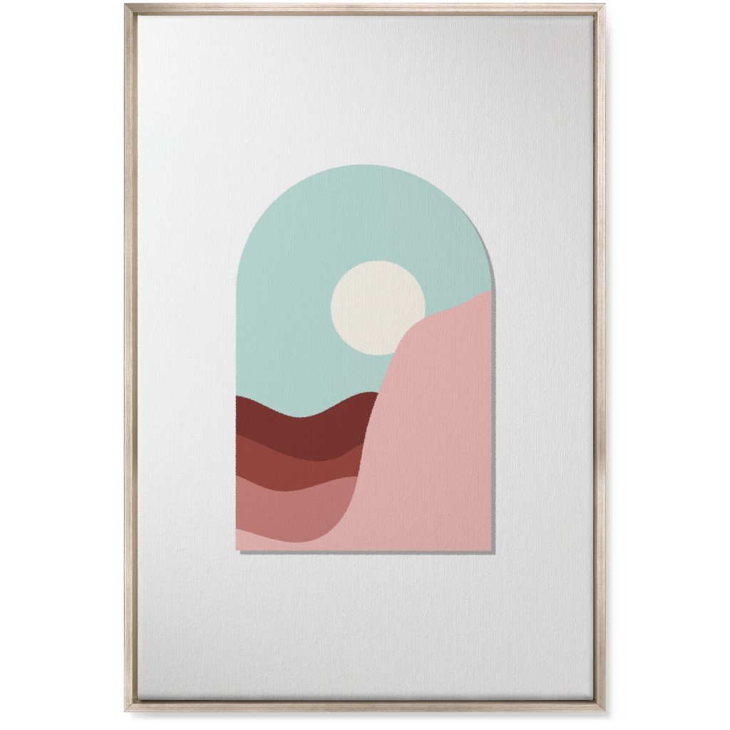 Abstract Desert Landscape in Window Daylight Wall Art, Metallic, Single piece, Canvas, 24x36, Multicolor, Rain