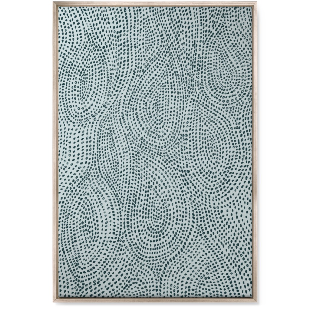 Drop Dots - Blue Wall Art, Metallic, Single piece, Canvas, 24x36, Blue, True Blue