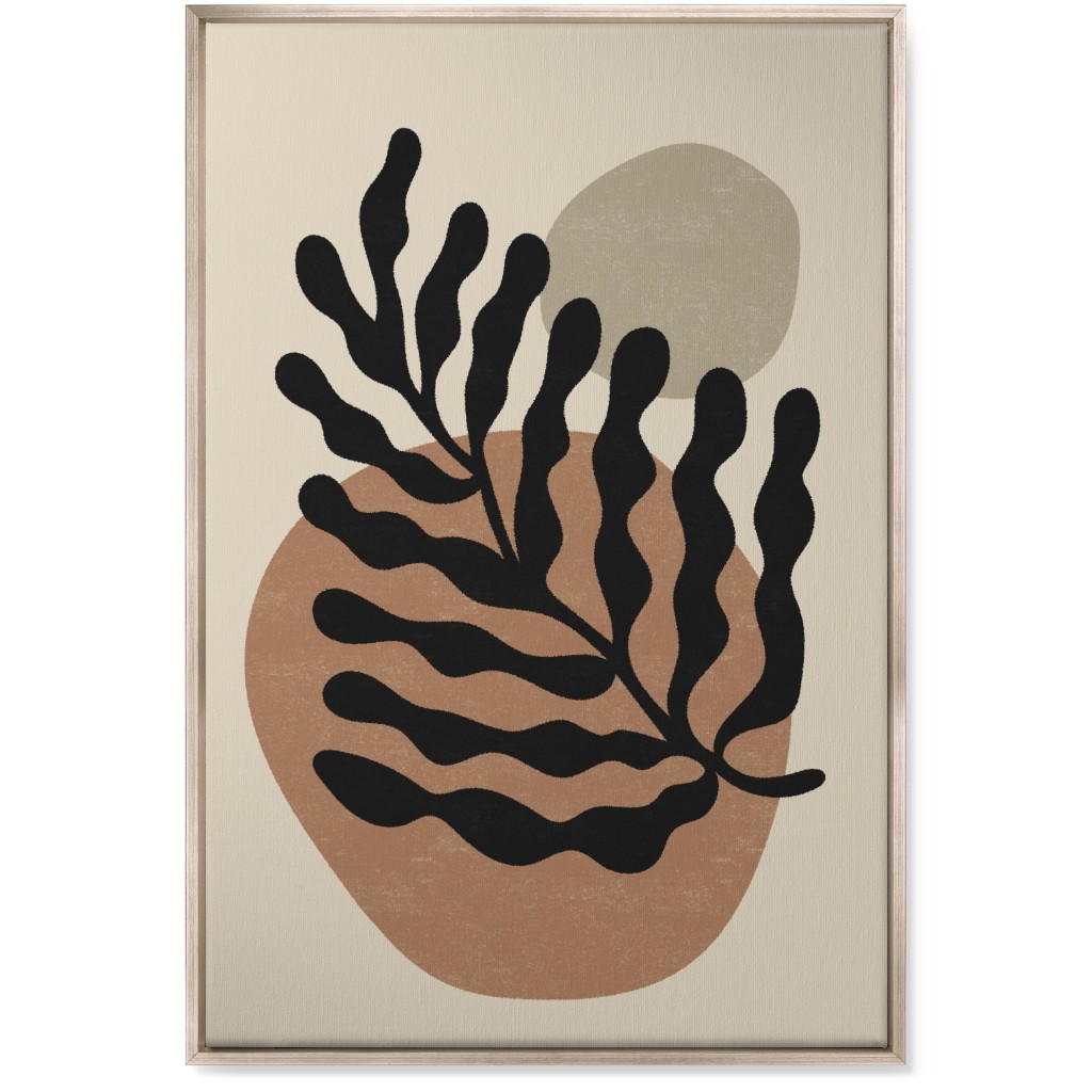 Abstract Leaf - Neutral Wall Art, Metallic, Single piece, Canvas, 24x36, Beige