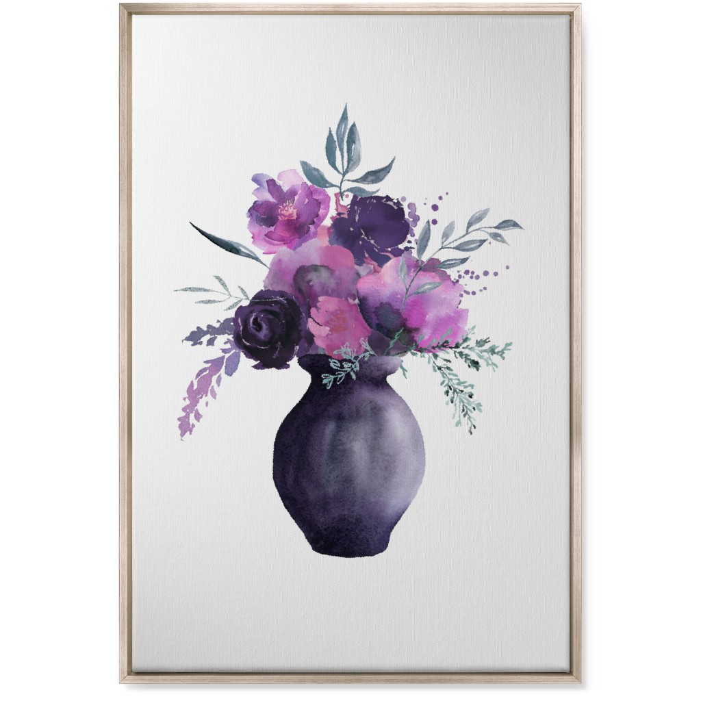 Flowers in a Vase Wall Art, Metallic, Single piece, Canvas, 24x36, Purple