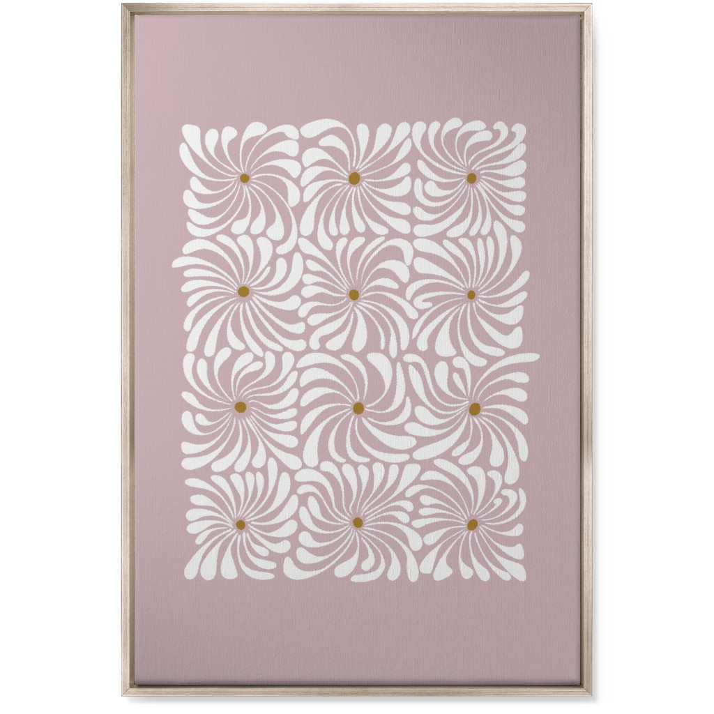 Mod Daisy Grid Wall Art, Metallic, Single piece, Canvas, 24x36, Pink, Whisper