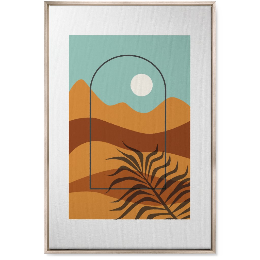 Floating Frame Abstract Mountain Landscape Wall Art, Metallic, Single piece, Canvas, 24x36, Multicolor