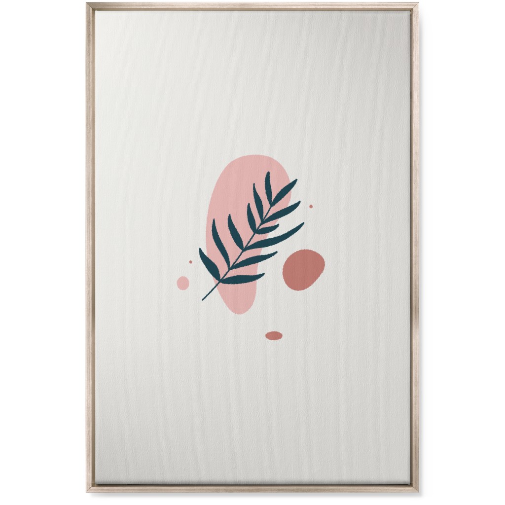 Shapes and Fern Leaf V Wall Art, Metallic, Single piece, Canvas, 24x36, Pink, Air