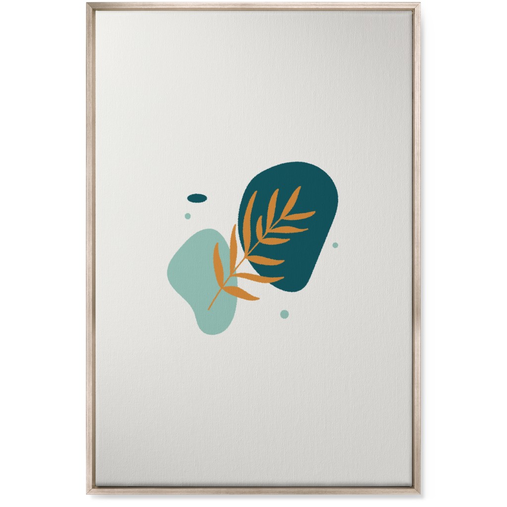 Shapes and Fern Leaf Wall Art, Metallic, Single piece, Canvas, 24x36, Green, Ink Spot