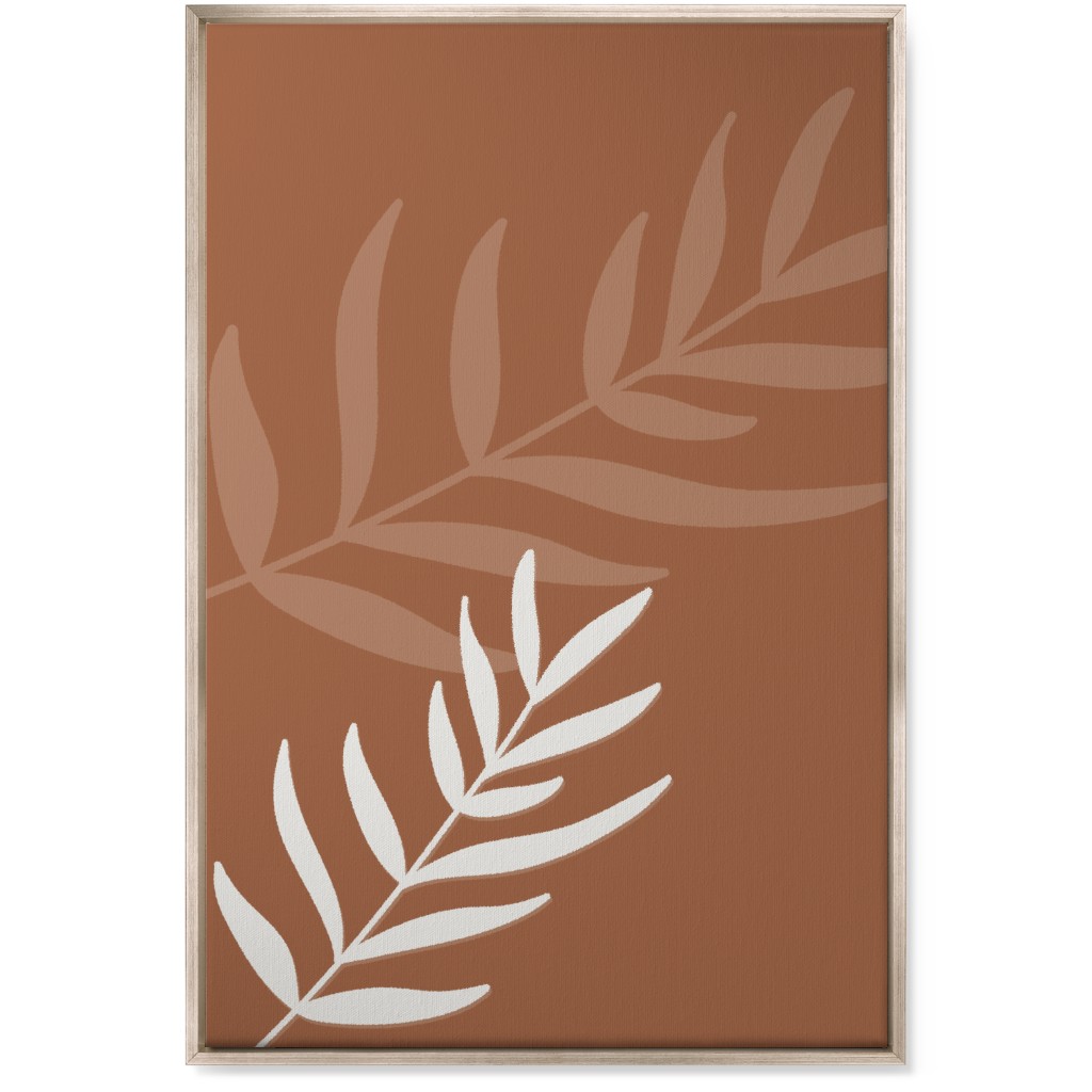 Fern Leaves in Neutral Earth Tones Wall Art, Metallic, Single piece, Canvas, 24x36, Brown