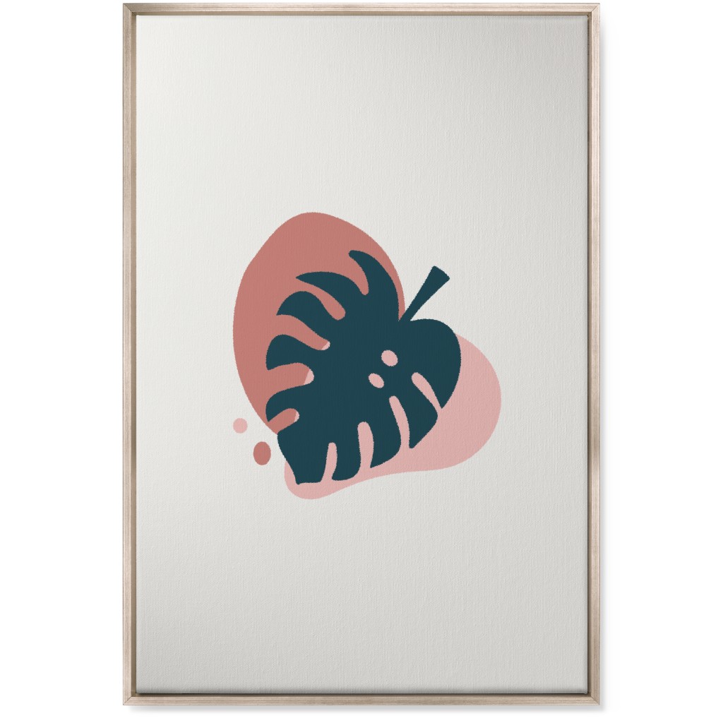 Shapes and Fern Leaf Iv Wall Art, Metallic, Single piece, Canvas, 24x36, Pink, Whisper
