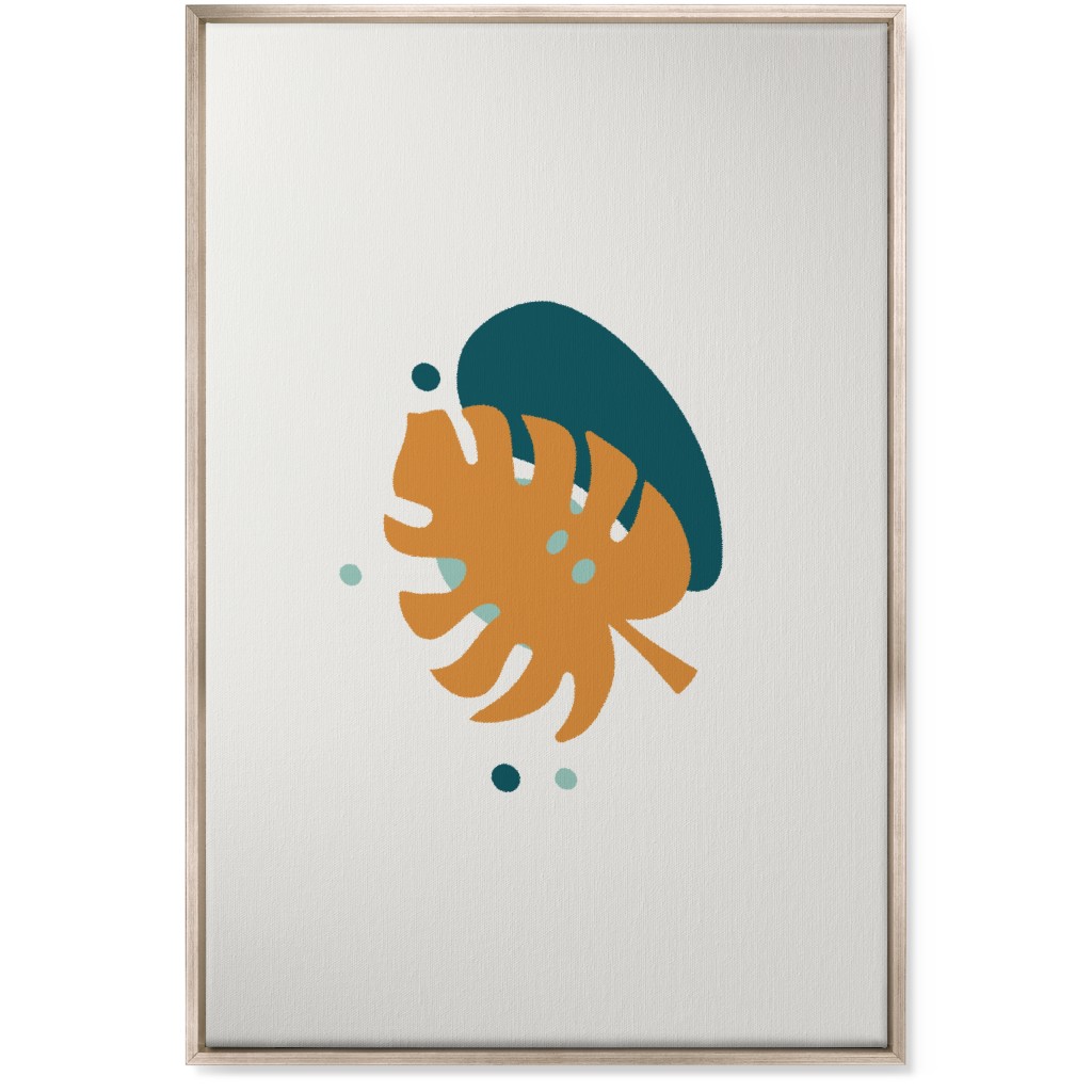 Shapes and Fern Leaf Iii Wall Art, Metallic, Single piece, Canvas, 24x36, Multicolor