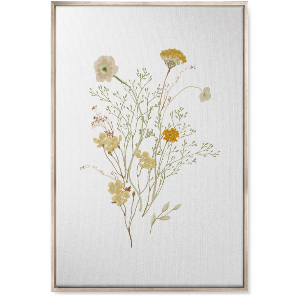 Picked Wildflowers - Yellow Wall Art, Metallic, Single piece, Canvas, 24x36, Yellow, Classic Yellow