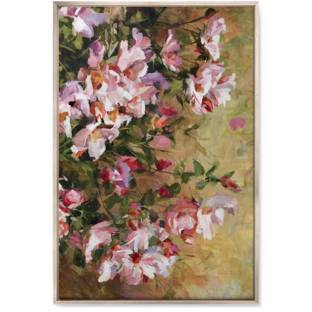 Wild Roses Painting - Pink Wall Art, Metallic, Single piece, Canvas, 24x36, Pink