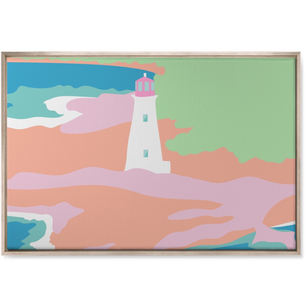 Minimalist Bahamian Lighthouse - Bold Wall Art, Metallic, Single piece, Canvas, 24x36, Multicolor