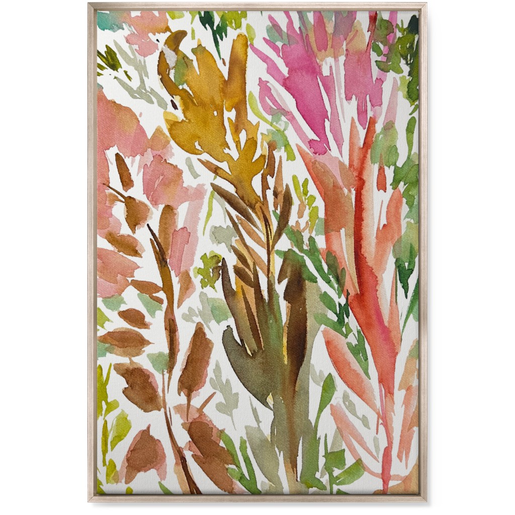 Abstract Garden - Pink Wall Art, Metallic, Single piece, Canvas, 24x36, Multicolor