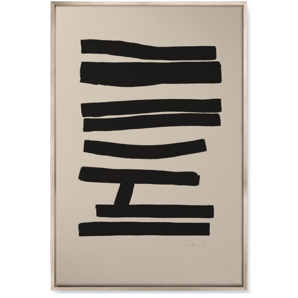 Bold Abstract Stripes Wall Art, Metallic, Single piece, Canvas, 24x36, Black