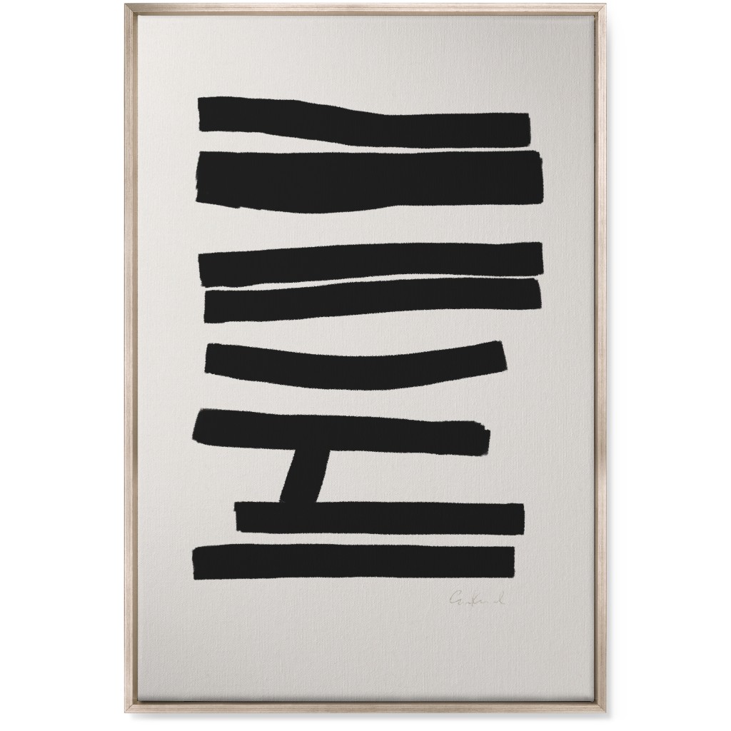 Bold Abstract Stripes Wall Art, Metallic, Single piece, Canvas, 24x36, Black, Antique White