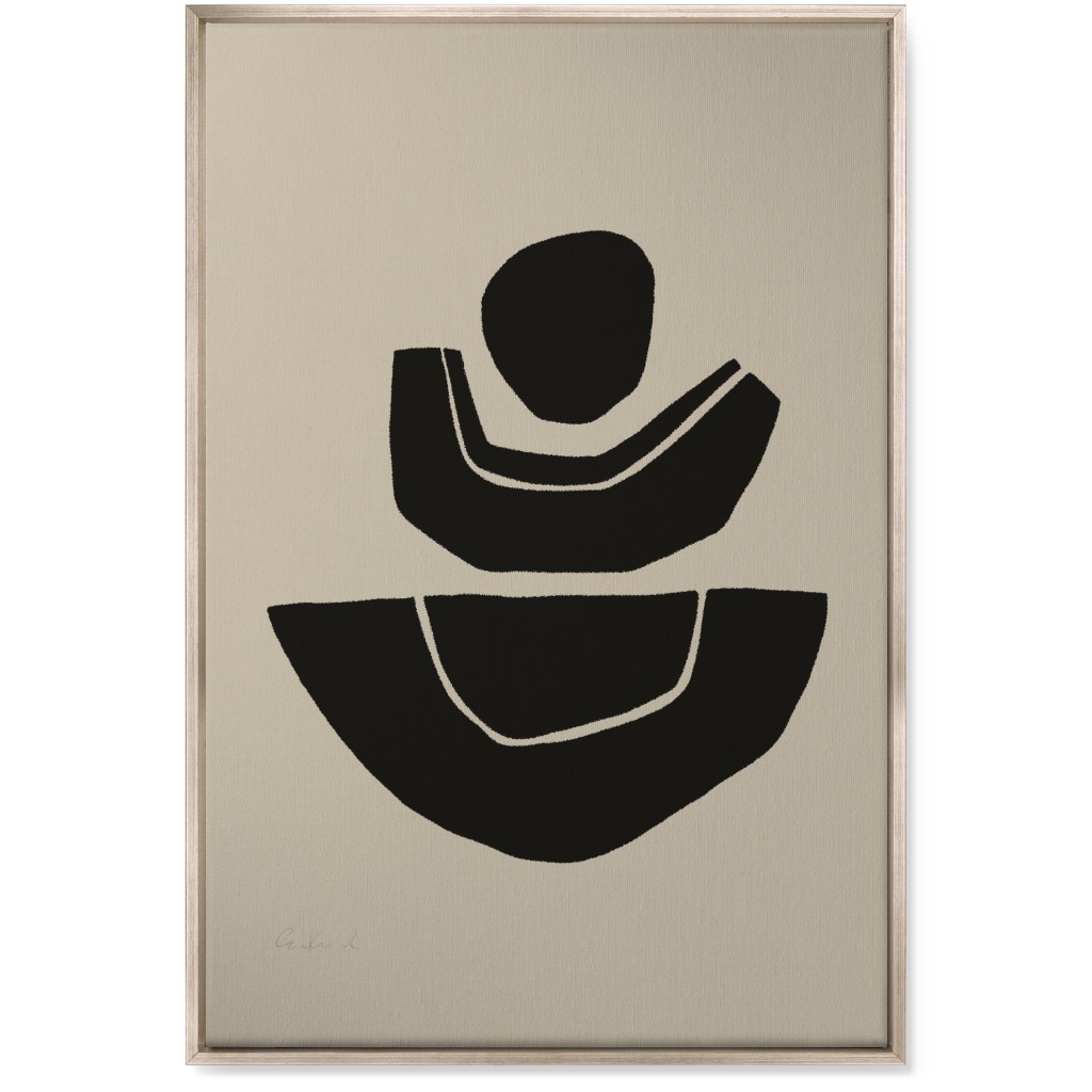 Geometric Abstract Stack Ii Wall Art, Metallic, Single piece, Canvas, 24x36, Black, Charcoal