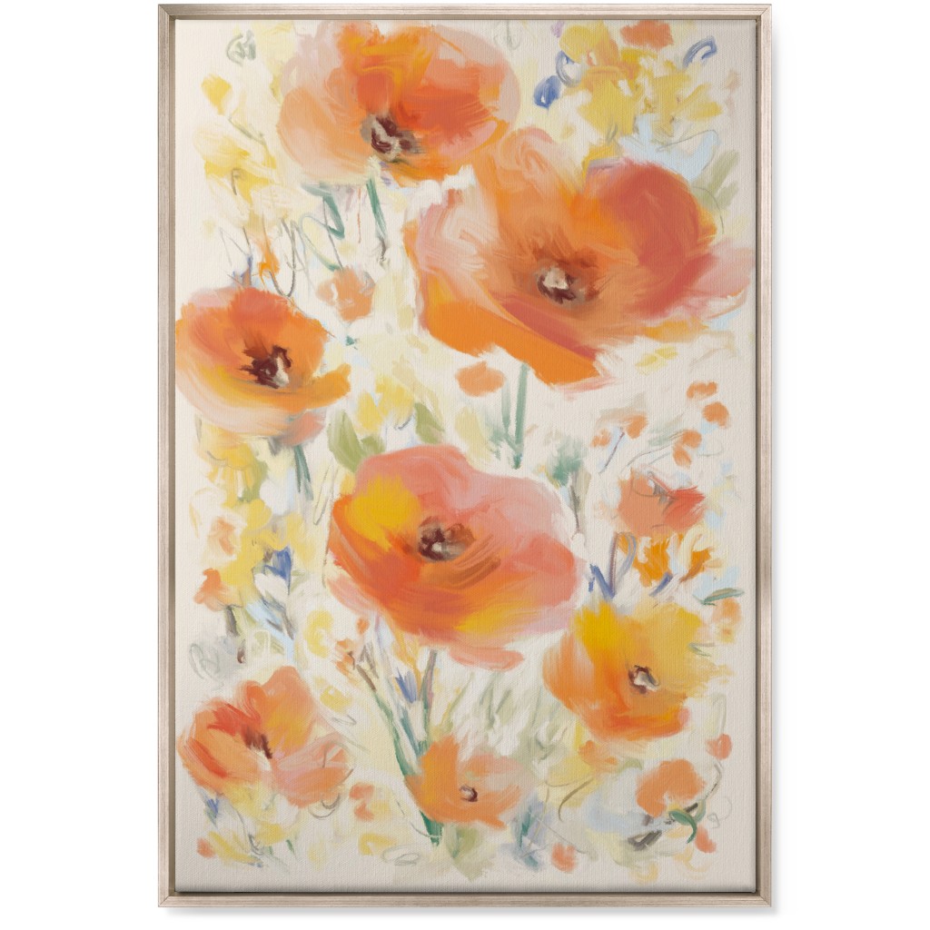 Field of Flowers - Orange Wall Art, Metallic, Single piece, Canvas, 24x36, Orange