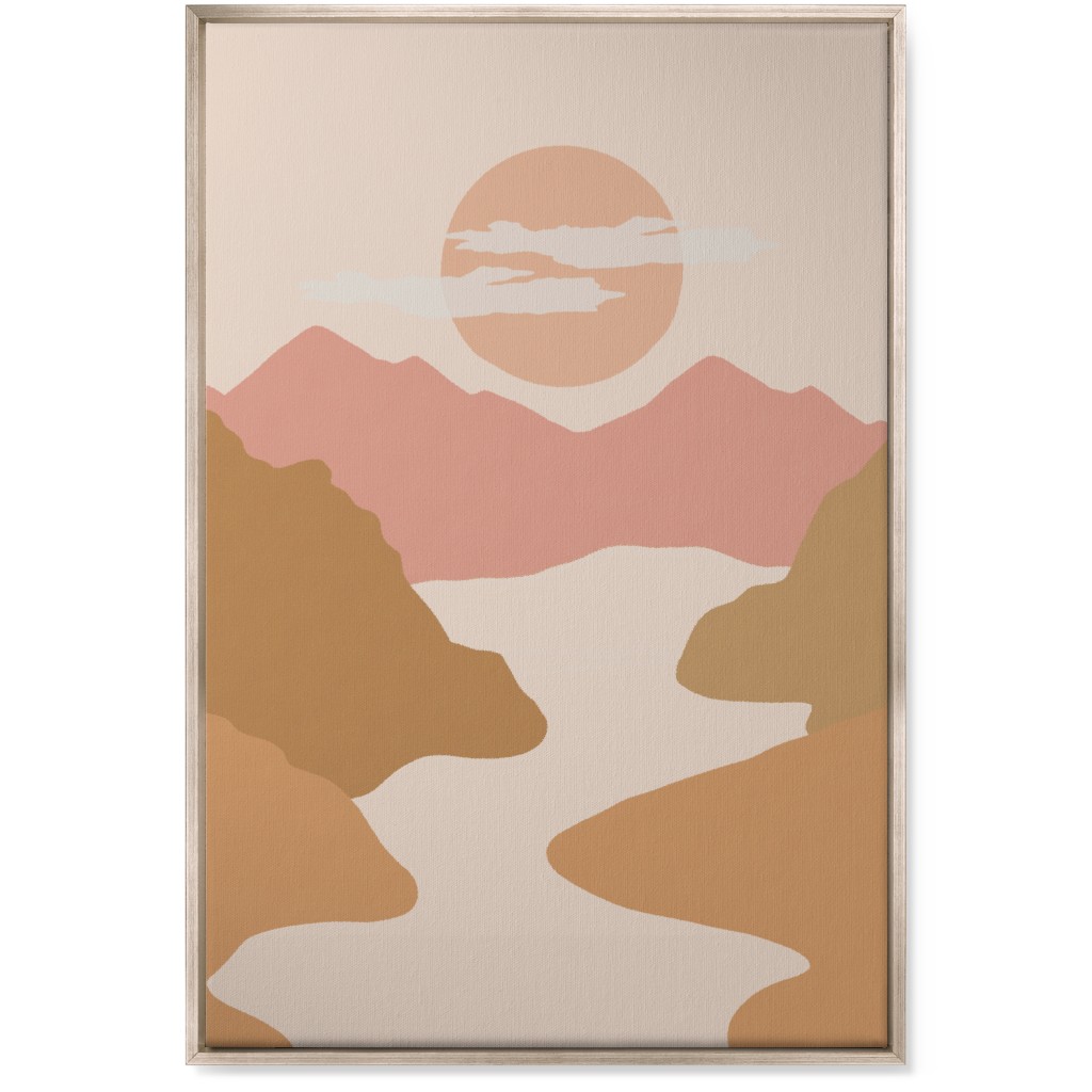 Abstract Valley Landscape - Neutral Wall Art, Metallic, Single piece, Canvas, 24x36, Orange