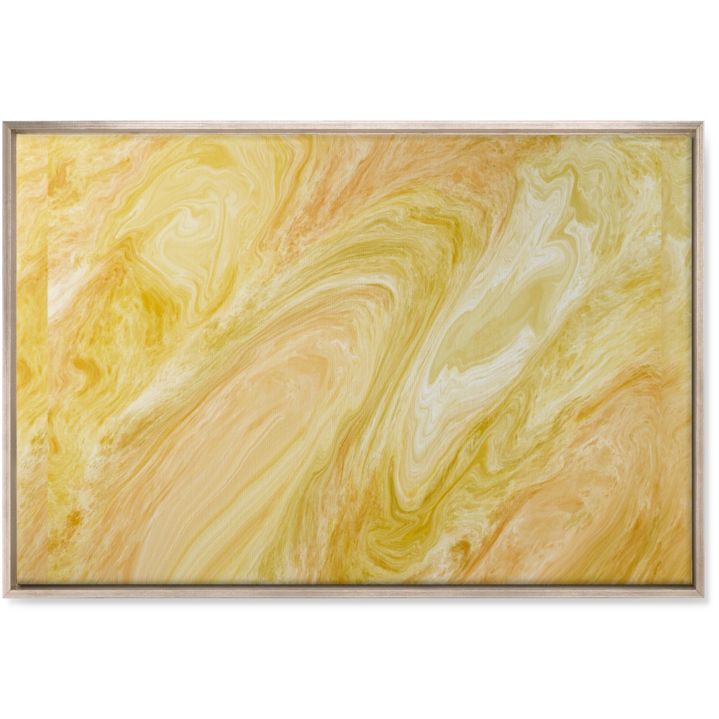 Abstract Acrylic Pour - Yellow Wall Art, Metallic, Single piece, Canvas, 24x36, Yellow