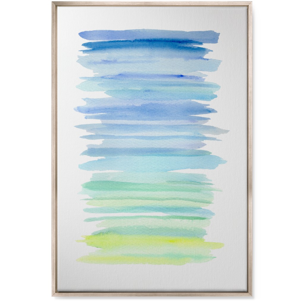 Watercolor Ocean Seashore Wall Art, Metallic, Single piece, Canvas, 24x36, Blue