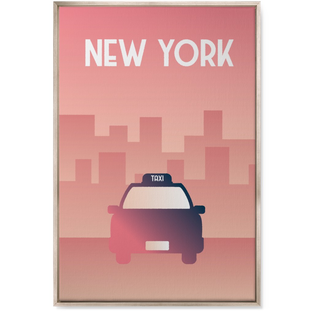 New York City Taxi Wall Art, Metallic, Single piece, Canvas, 24x36, Pink