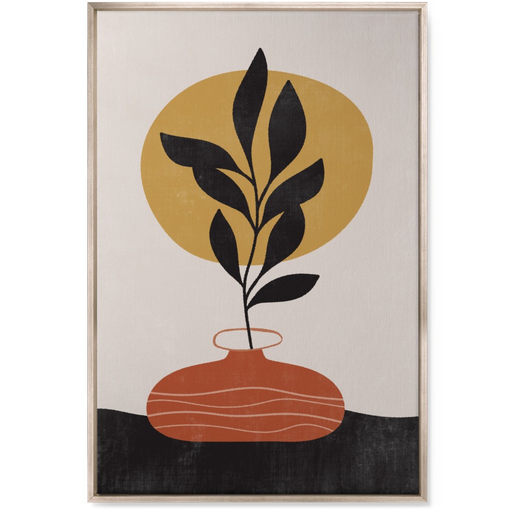 Earthen Vase - Terracotta Wall Art, Metallic, Single piece, Canvas, 24x36, Orange, Orange