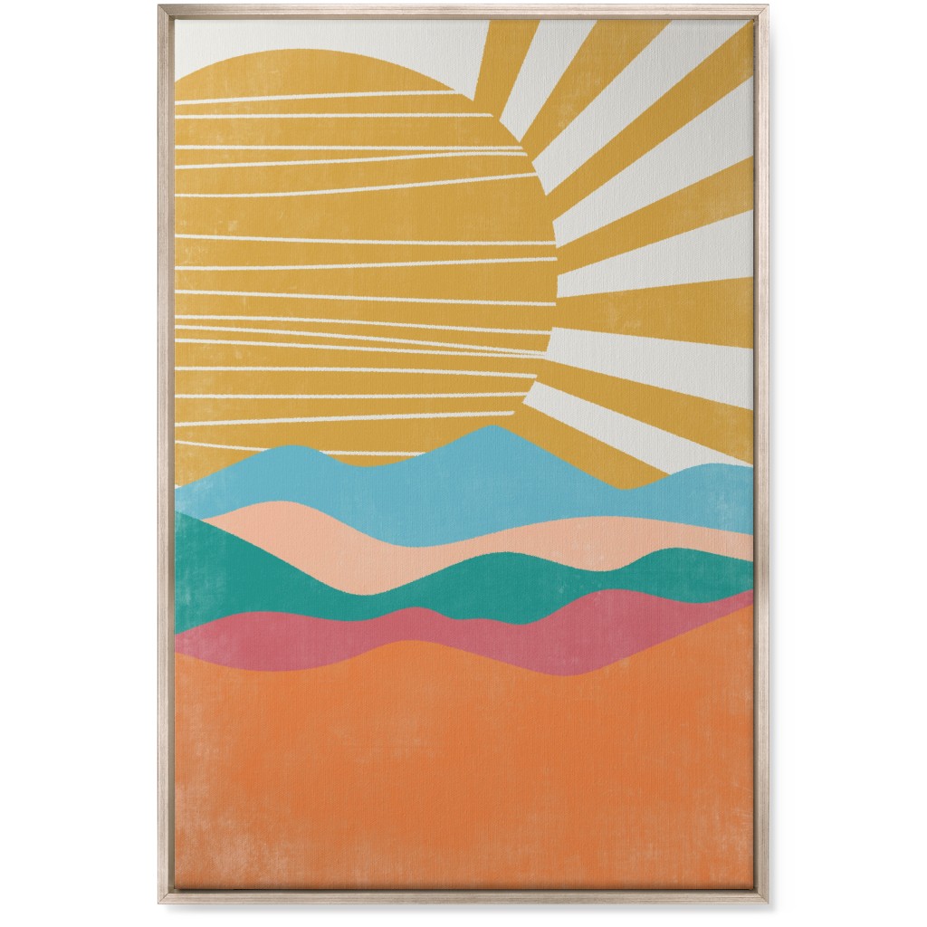 Flourish Abstract Sunrise - Multi Wall Art, Metallic, Single piece, Canvas, 24x36, Multicolor