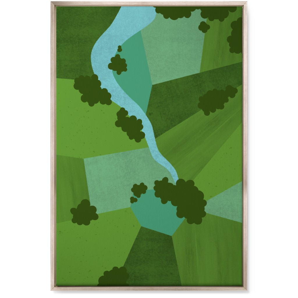 Patchwork Lands - Green Wall Art, Metallic, Single piece, Canvas, 24x36, Green, Classic Green
