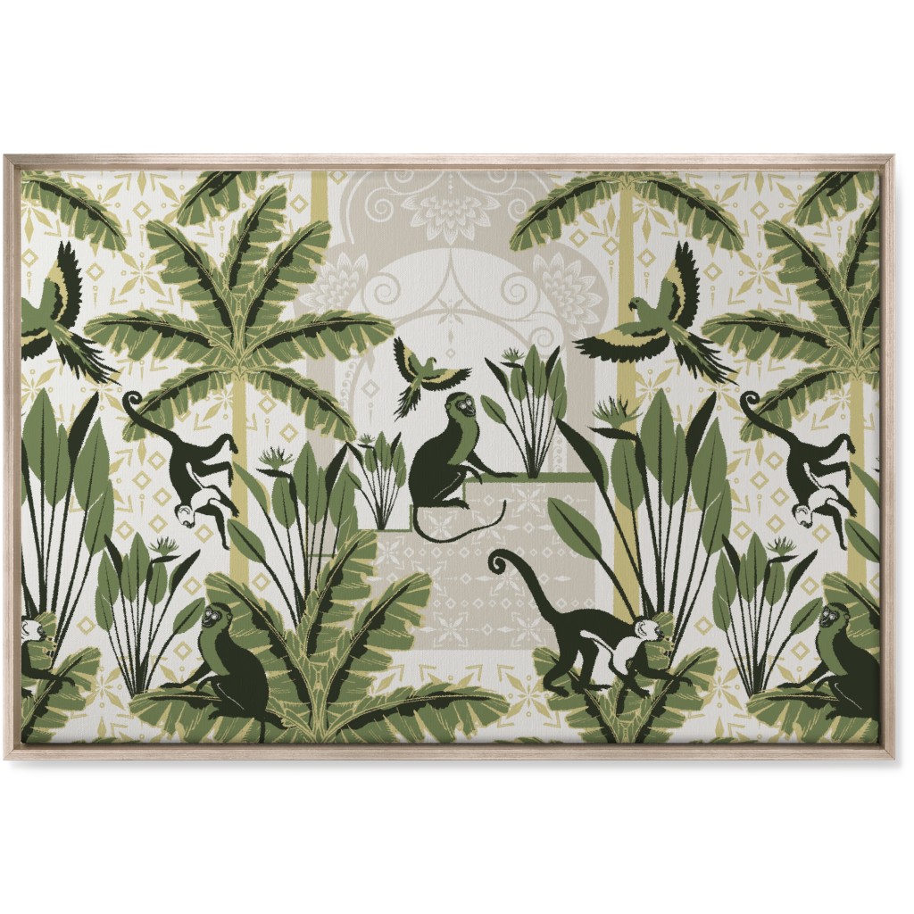 Exotic Tropical Garden Wall Art, Metallic, Single piece, Canvas, 24x36, Green