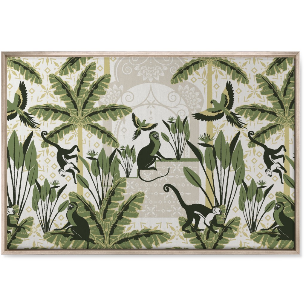 Exotic Tropical Garden Wall Art, Metallic, Single piece, Canvas, 24x36, Green, Spruce