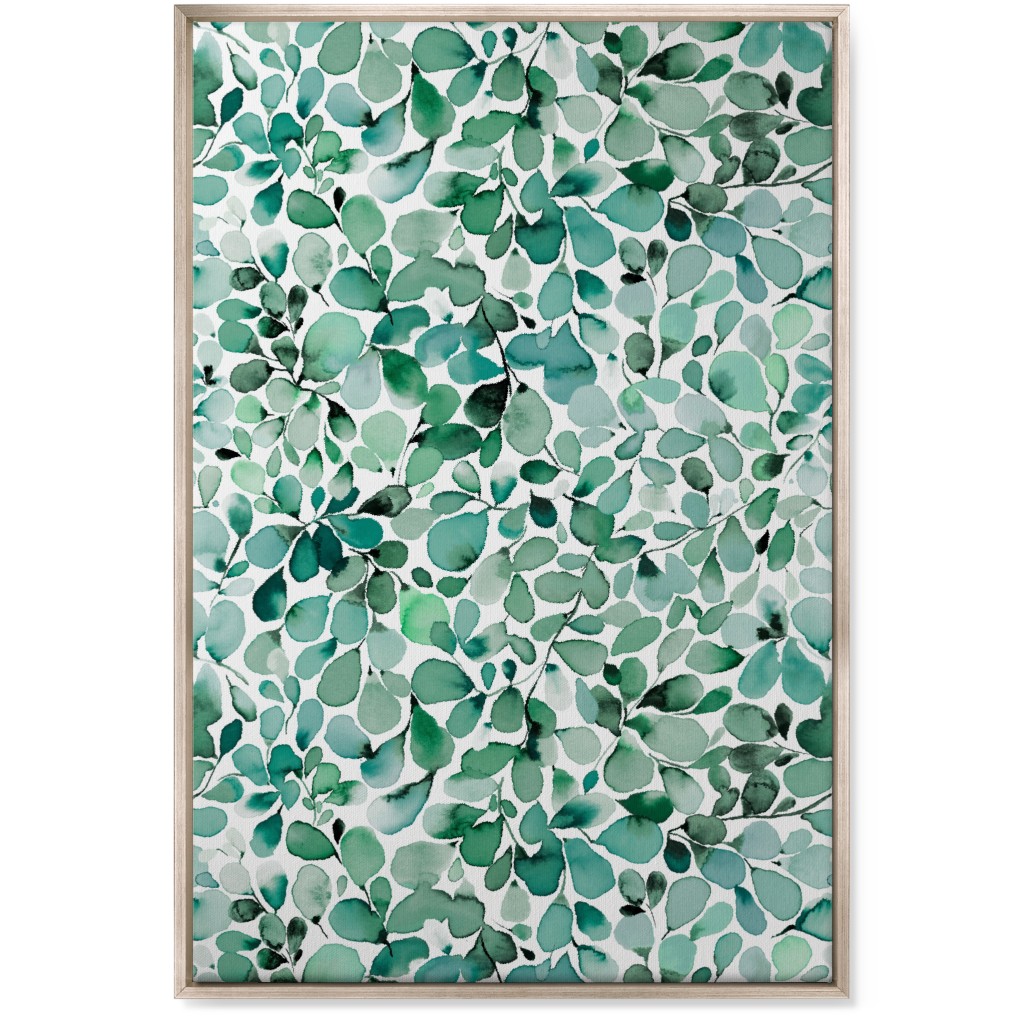 Little Leaves Eucalyptus Foliage - Green Wall Art, Metallic, Single piece, Canvas, 24x36, Green