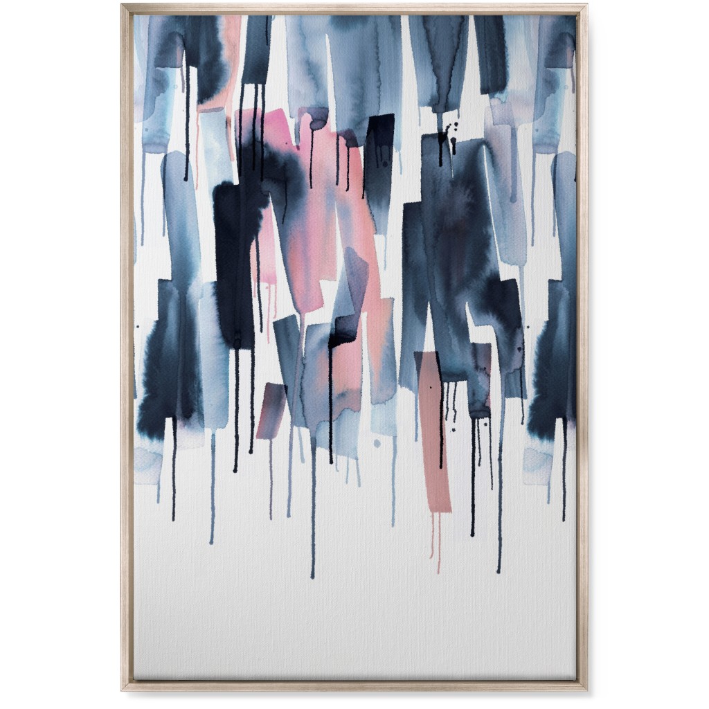 Watery Stripes Wall Art, Metallic, Single piece, Canvas, 24x36, Blue