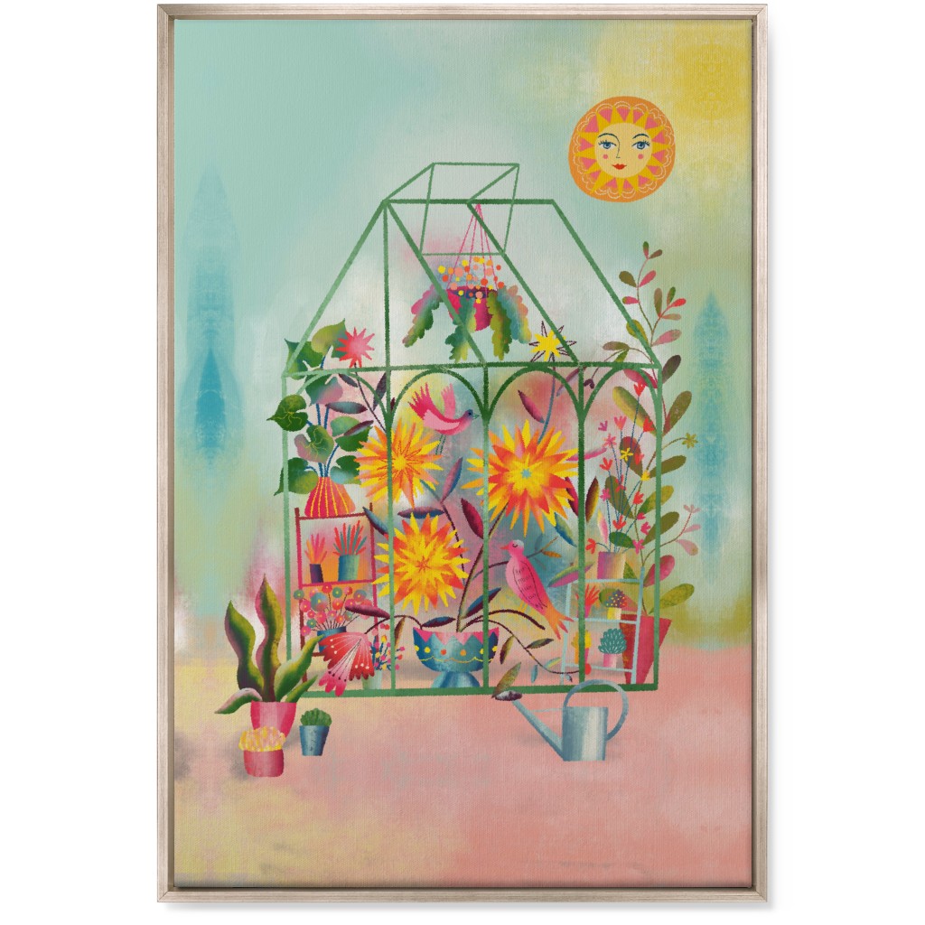 the Happy Sunny Greenhouse - Multi Wall Art, Metallic, Single piece, Canvas, 24x36, Multicolor