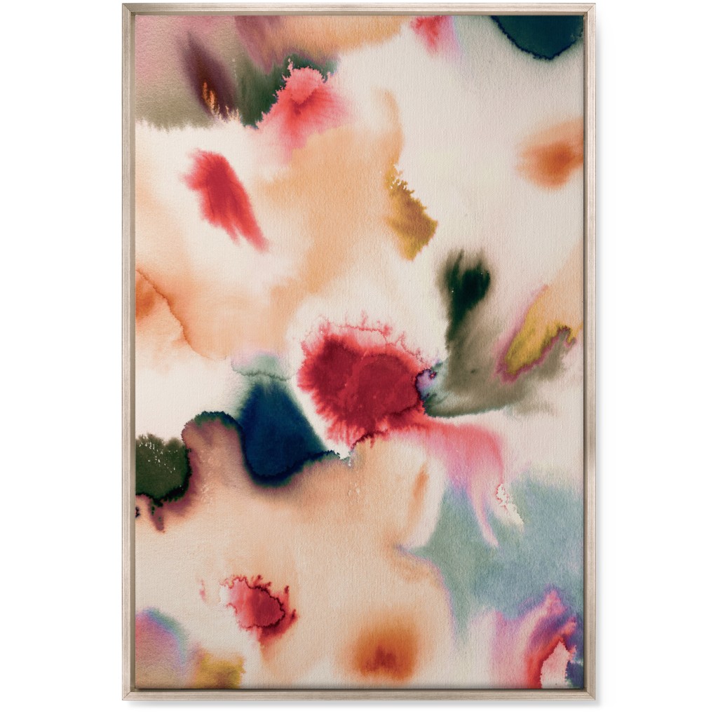 Abstract Watercolor - Warm Wall Art, Metallic, Single piece, Canvas, 24x36, Pink, Bright Pink